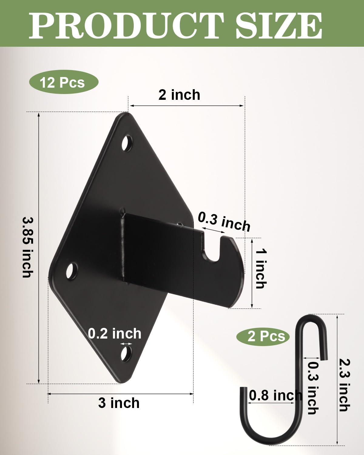 WENHUALI Gridwall Mount Brackets, 12 Pcs Grid Wall Accessory with Screws and 2 Pcs S Hooks for Wall Grid Panels, Perfect for Clothing Stores, Retail Displays, Home Wall Organization (Black)