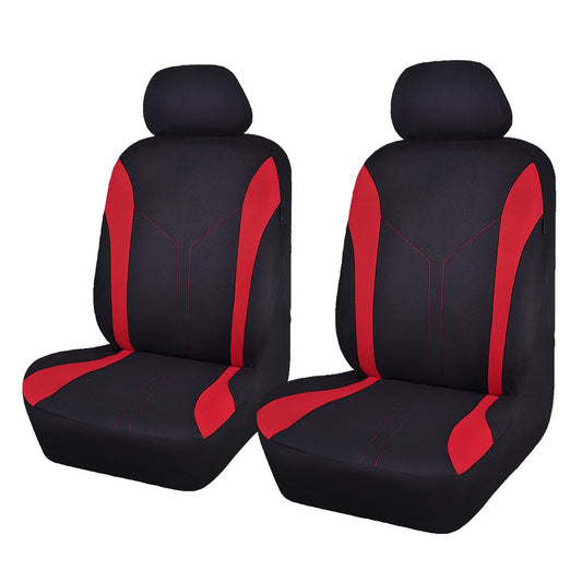 Flying Banner Car Seat Covers Front Seats and Rear Bench Air Mesh Fabric Rear Bench Split Polyester Easy Installation SUV CAR Woman Lady Femal (Black Red, Front Pair)