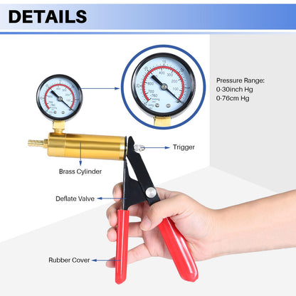 DASBET Hand Held Vacuum Pump Tester Set Vacuum Gauge and Brake Bleeder Kit for Automotive