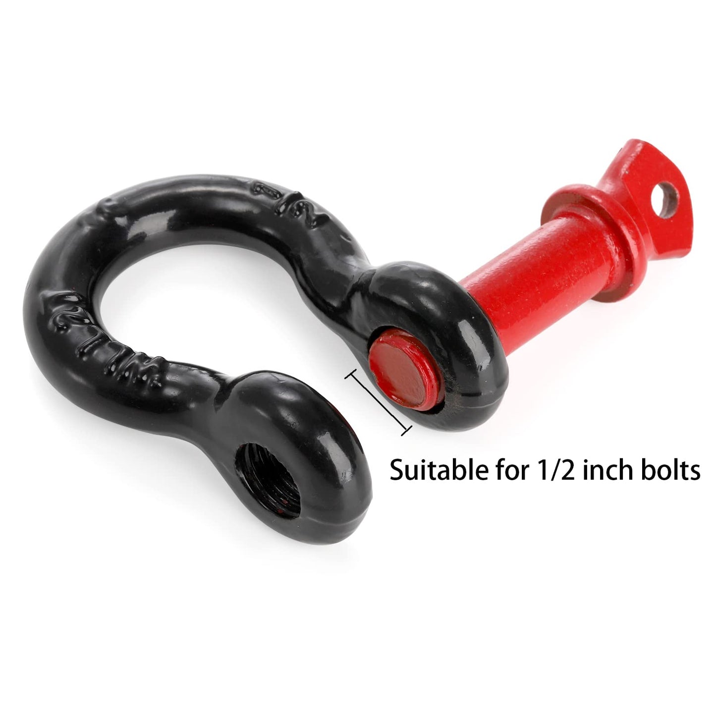 Bekith 6 Pack 1/2" D Ring Shackle 2.0 Ton (4,000 lbs) Capacity with Screw Pin Heavy Duty Shackles for Tow Strap, Winch, Off-Road Truck Vehicle Recovery