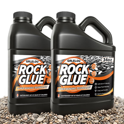 GRLELOU Mulch Glue for Landscaping, 2 L Fast-Drying Weather-Resistant Non-Toxic Clear Rock Glue Spray for Locking Down Rocks, Mulch, Pea Gravel & Pebbles(1 L ×2)