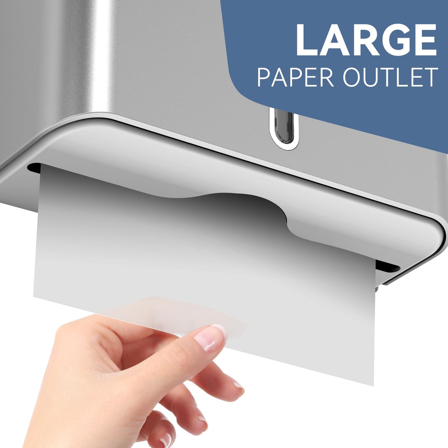 PLUSSEN Paper Towel Dispenser Wall Mount, Adhesive No Drilling Multifold Trifold C Fold Commercial Hand Towel Dispenser Silver
