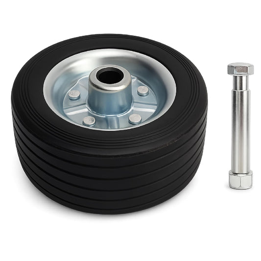 Wheel, Trailer Jack Universal Wheel with 6 Inch Diameter and 1200 Lbs Load Capacity, Swivel Caster Wheels for Lawn Mowers, Utility Carts, Rubber Clad Iron Construction