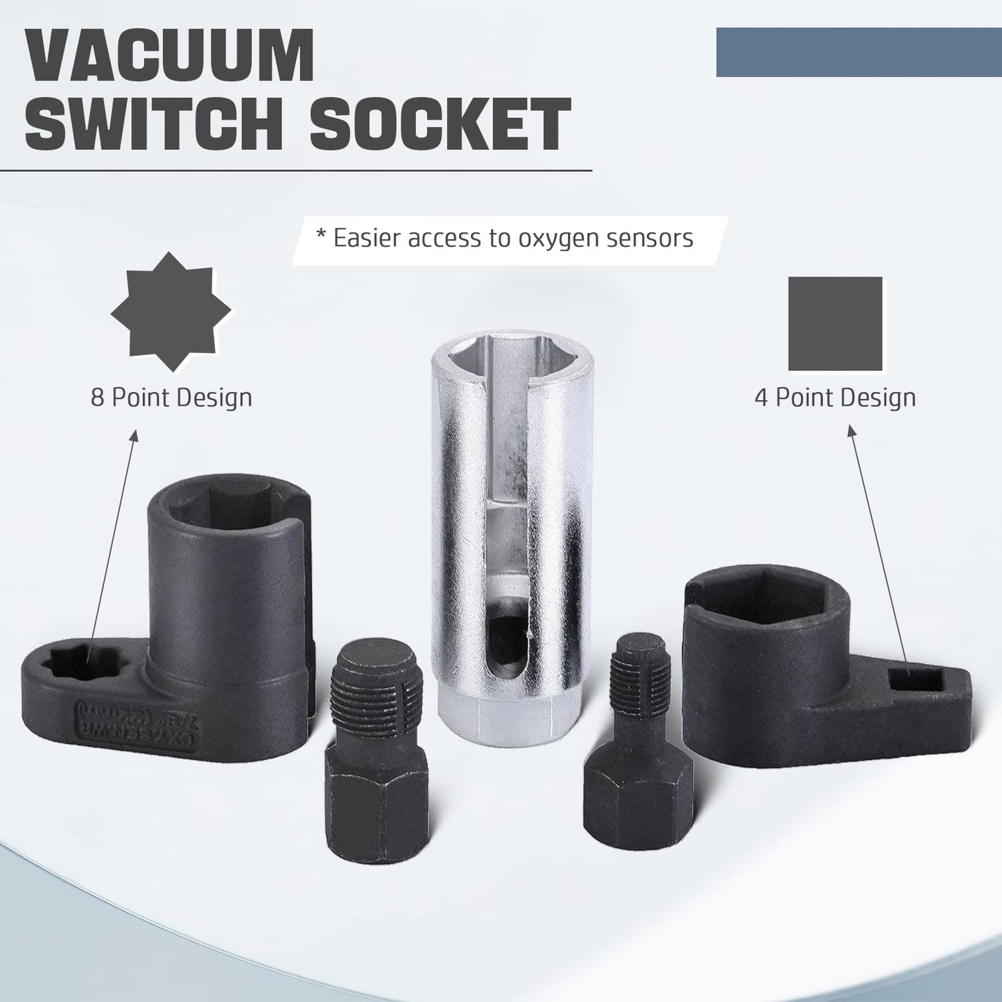 DASBET 5 Piece 3/8" Drive Oxygen Sensor Wrench Socket Set