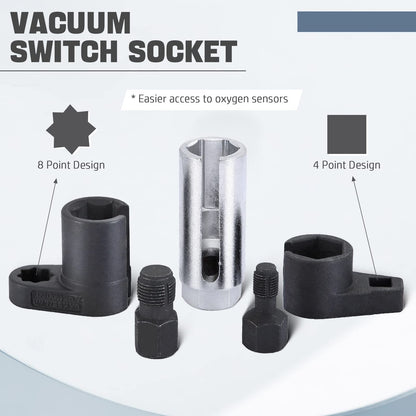 DASBET 5 Piece 3/8" Drive Oxygen Sensor Wrench Socket Set