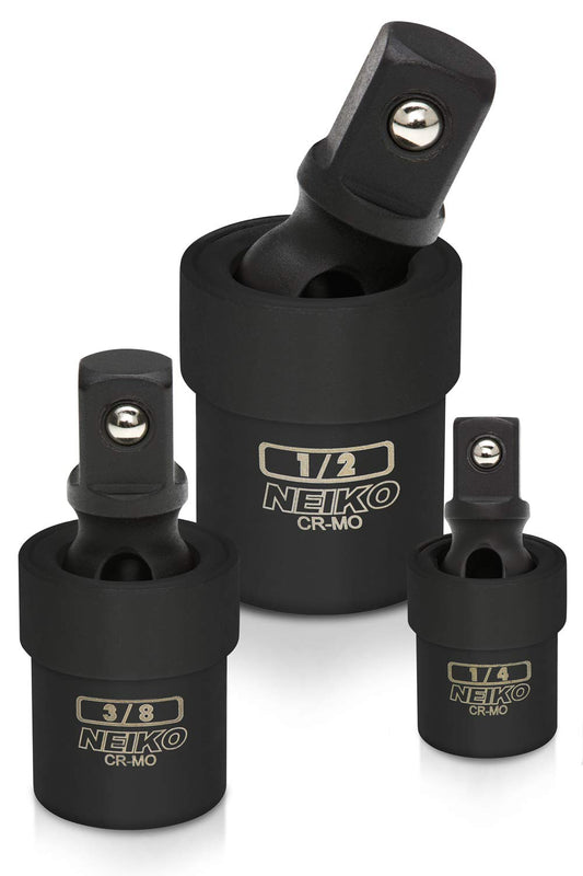 NEIKO 02486A Impact Universal Joint-Socket Swivel Set, Socket Extension Set Made from Cr-Mo with Included 1/4-, 3/8-, and 1/2-Inch Sockets, Set of 3