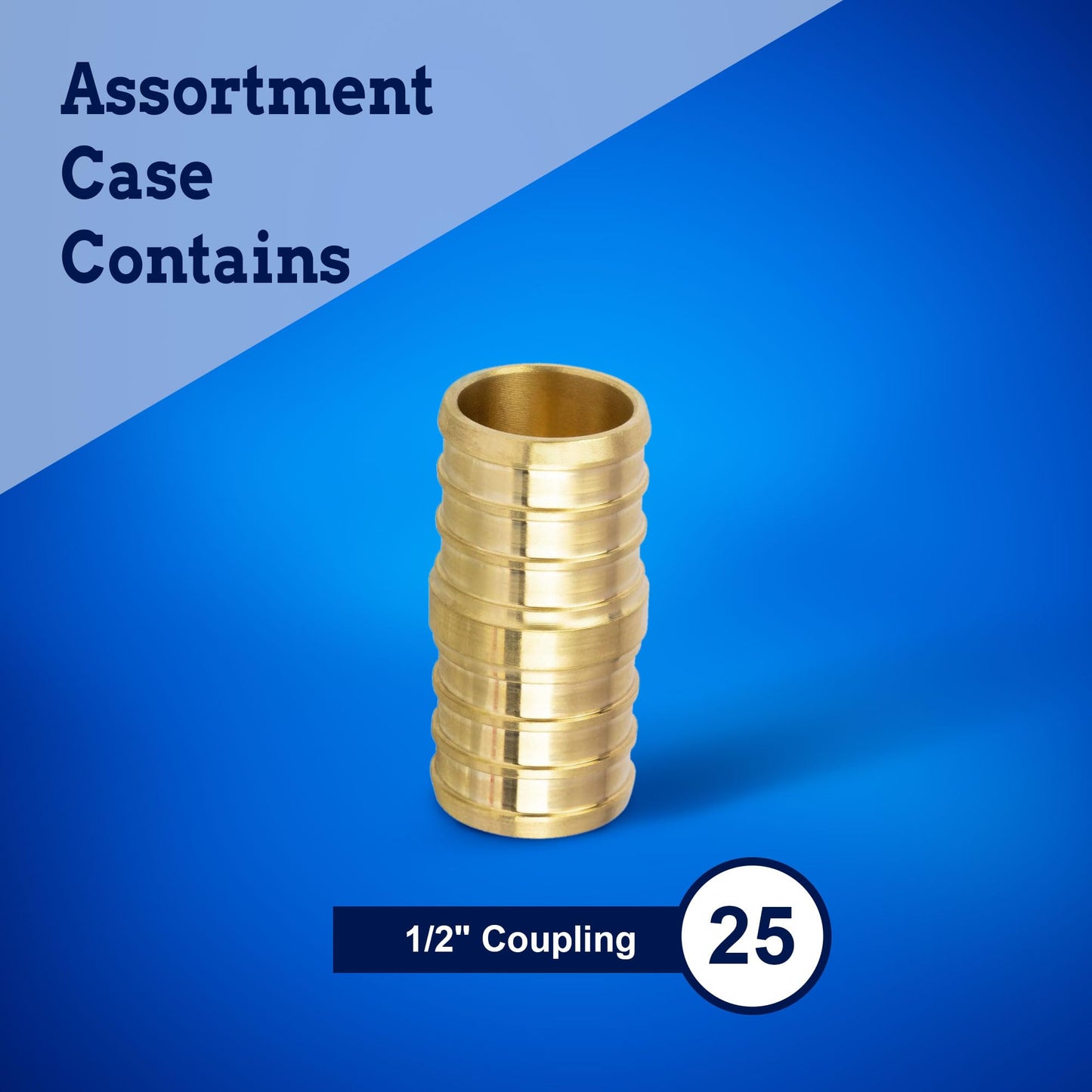 New Age America® 25pcs 1/2" Coupling PEX Fittings AquaFlow 360™ | 25 PC PEX Coupling | Brass | Barb PEX Fittings for PEX Pipe | Lead-Free Brass Fittings | NSF, UPC, CUPC, ASTM F1807 Certified PEX