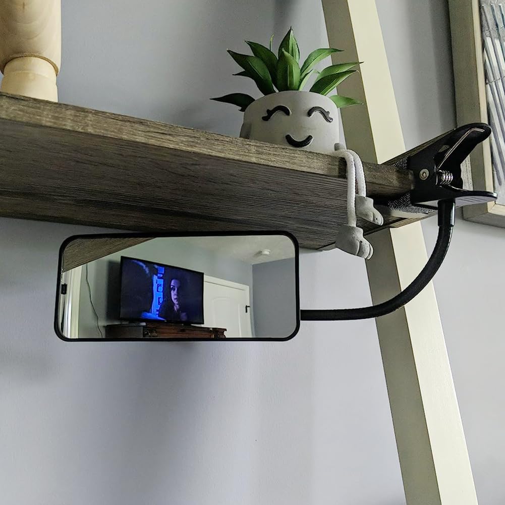 Glass Clip On Security Mirror, Ampper Flexible Convex Cubicle Mirror for Personal Safety and Security Desk Rear View Monitors or Anywhere (6.69" x 2.95", Rectangle)