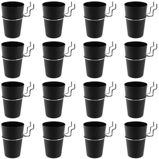 TAICHEUT 16 Set Pegboard Hooks with Pegboard Cups,Peg Board Cups with Ring, Black Pegboard Bins Pegboard Cup Holder Accessories for Office Wall Organizing Storage Tools