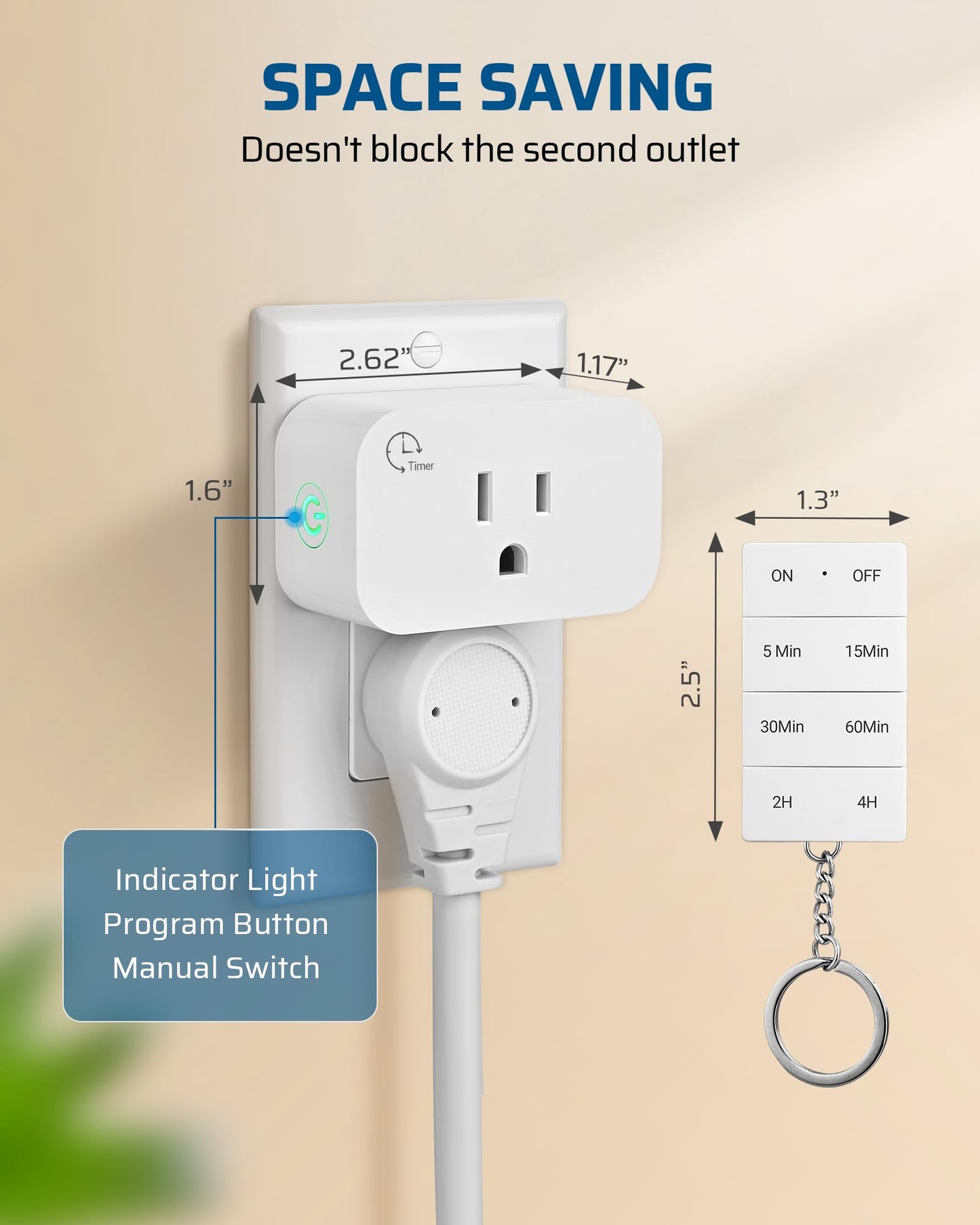 DEWNEWILS Remote Control Outlet with Timer, Indoor Remote Timer Outlet, 100FT Wireless Control Range, 15A/1875W, Remote Outlet Switch Countdown Time for Household Appliances