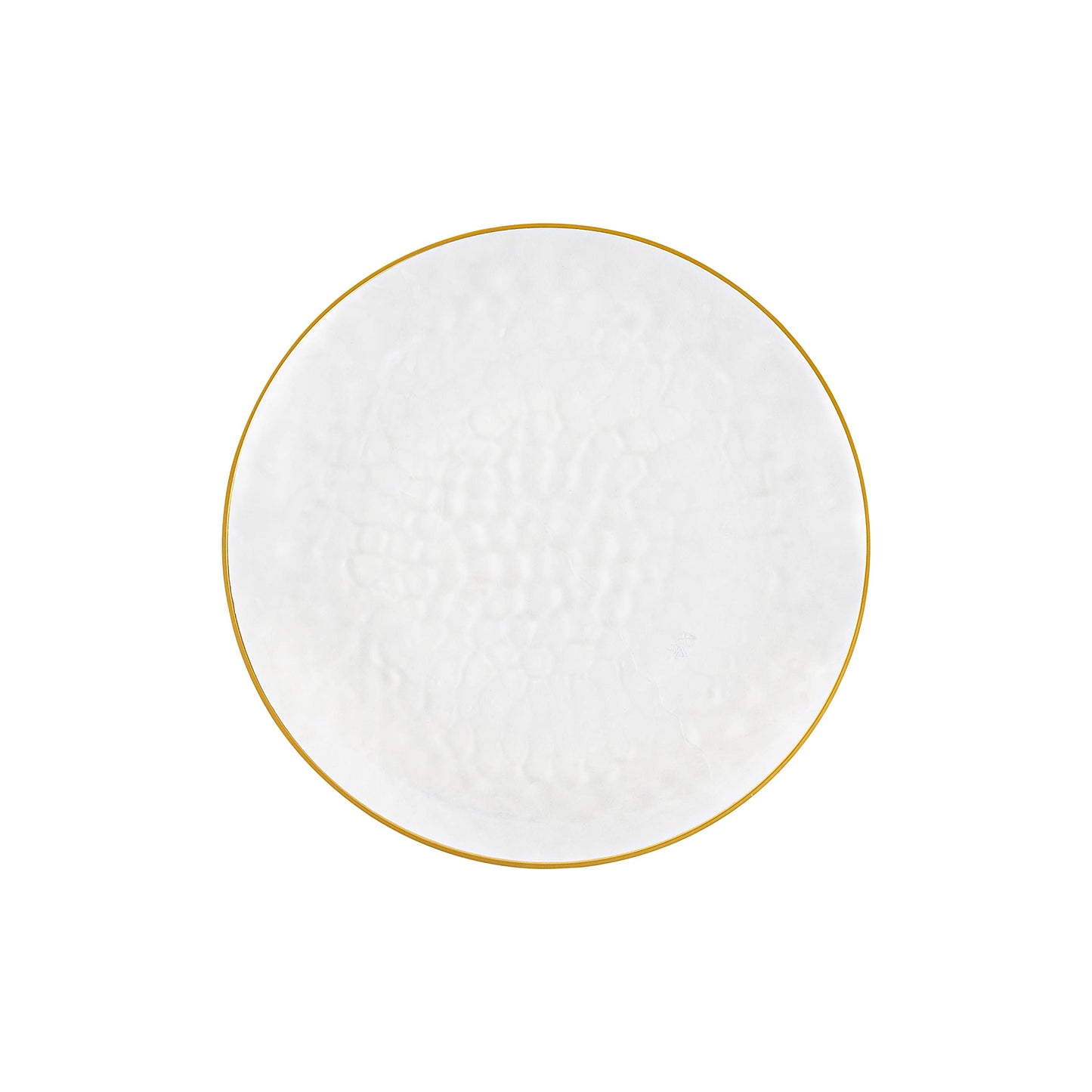 PLASTICPRO 30 Pack Hammered Plastic Plates Heavyweight Disposable Plastic Plates Elegant Clear Hammered Rim Platsic Party Dishes (Hamered Clear With Gold Rim, 7'' INCH PLATES)