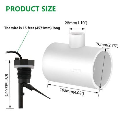 Wengart Flow Switch Assembly with 2-Inch Tee, Compatible with Hayward Goldline Aqua Rite Salt Chlorine Generator Systems, Replaces GLX-FLO-RP, 15ft Cable for In-ground Pools, Fixes No Flow Light