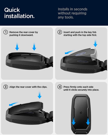 Spigen Rugged Armor Key Fob Cover with Carabiner & Keychain Designed for Ford F150, Explorer, Expedition, Maverick, Escape, Bronco, Mustang, Fuision, Lincoln 3/4/5 Button Smart Key Fobs