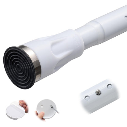 White Tension Curtian rod no drill, 42 to 100 inch Adjustable Heavy Duty black shower curtain rod for Windows bathroom Closet