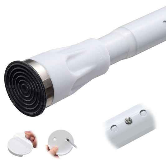White Tension Curtian rod no drill, 42 to 100 inch Adjustable Heavy Duty black shower curtain rod for Windows bathroom Closet