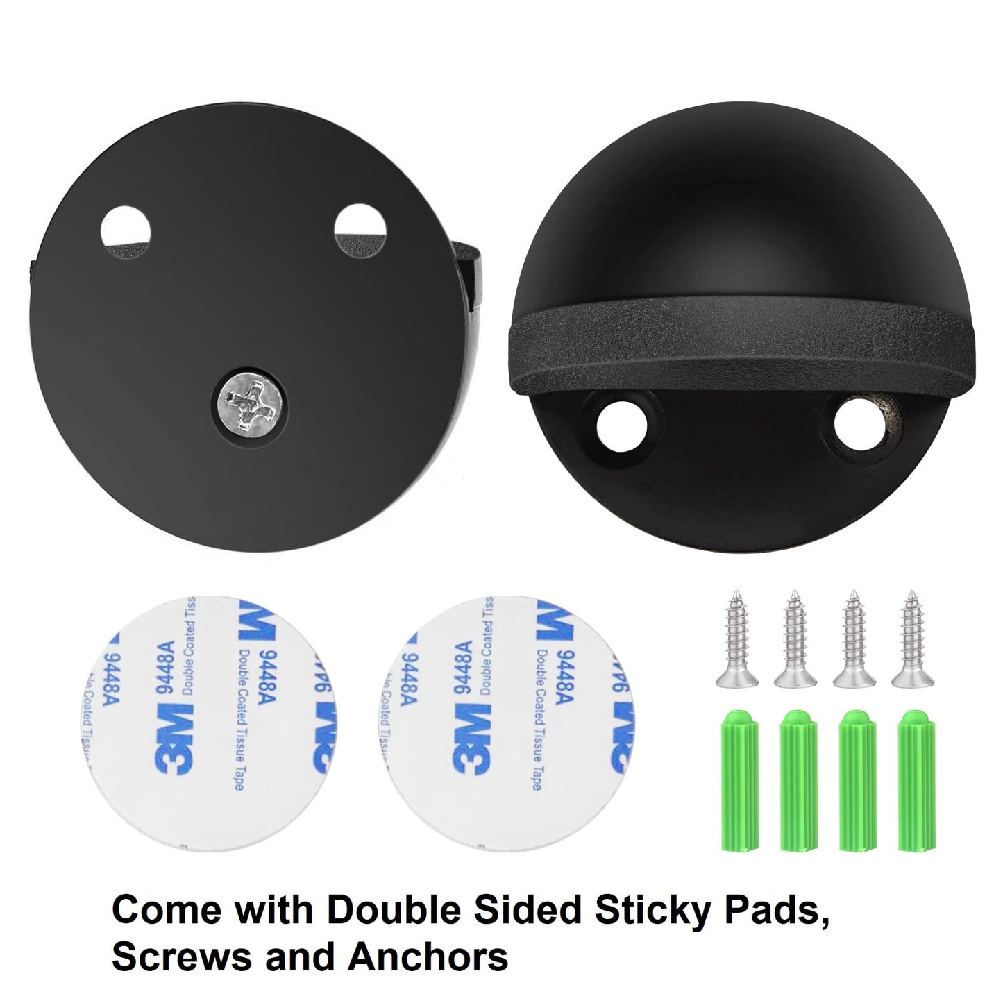 8 Pack Door Stoppers Self Adhesive Floor Mounted Door Stops No Drill Rubber Bumper, Stainless Steel Doorstop for Living Room, Bedroom, Bathroom, Office