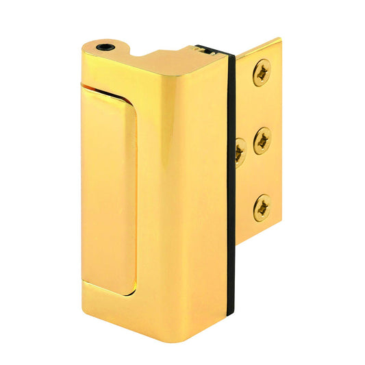Prime-Line U 11442 Door Reinforcement Lock – Add Extra, High Security to Your Home and Prevent Unauthorized Entry – 3” Stop, Aluminum Construction, Polished Brass (Single Pack)