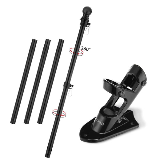 Yeesun Flag Pole,6FT Canada Flagpole with Mounting Bracket for 3’ x 5’ Canada Flag for House Porch & Outdoor Use,360° Tangle Resistant Technology and Wall Mount Flag Pole Kit (Without Flag,Black)