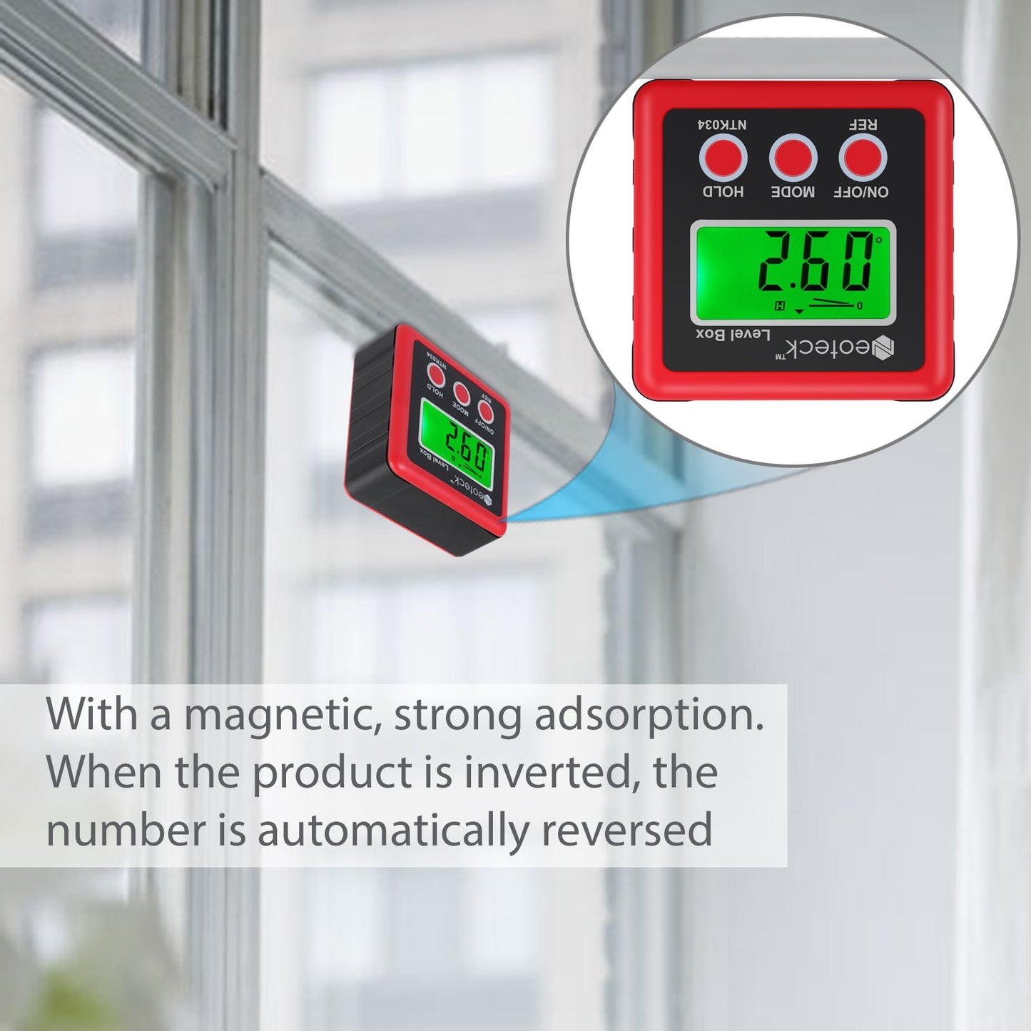 Neoteck Digital Angle Finder Digital Angle Gauge with LCD Backlight Protractor IP54 Waterproof Inclinometer Level Box for Bevel Angle of Miter Saw Automobile Test and Repair and Woodworking-Red
