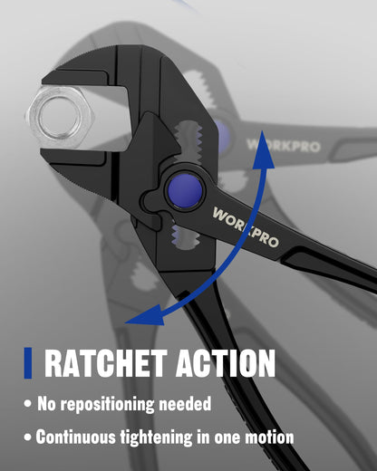WORKPRO Mini Pliers Wrench — 4" Compact Adjustable Smooth-Jaw Pliers, Anti-Rust Alloy Steel Wrench Pliers for Tight Spaces, Home & Versatile Use, Black