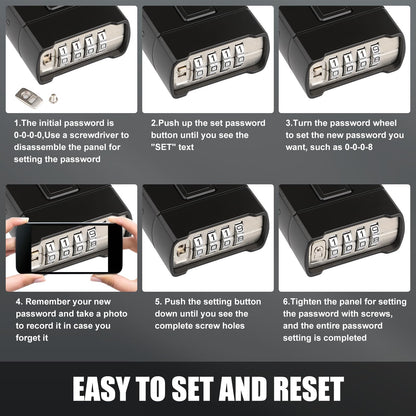 Large Heavy Duty Combination Padlock, [8mm Wraped Beam Cut Resistance] Diyife 54mm Combination Lock, Weatherproof 4 Digit Combo Lock Outdoor Padlock for Gate, Garage, Shed, School, Gym (Black)