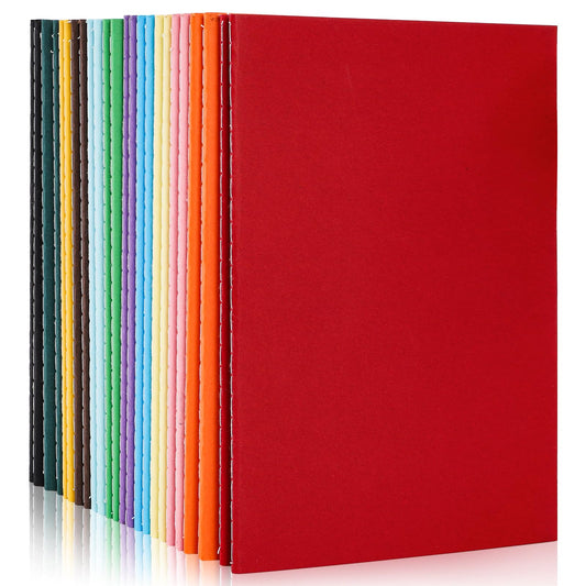 Okllen 24 Pack A5 Lined Notebooks, 60 Pages Each, 8.2''×5.5'' Colorful Bulk Lined Travel Journal Set Kraft Cover Notebook for Office, Travelers, School, Gifts, 12 Mixed Colours