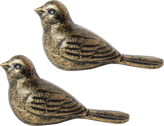Cast Iron Heavy Duty Door Stopper - Avoid Drilling Holes with Handle Metal Antique Decorative Vintage Rustic Door Stopper for Office, Home， Bedroom and Exterior Doors (Bronze Bird, 2 Pack)