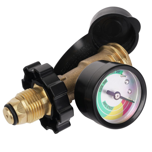 Rushare Propane Tank Gauge for 100 lb Propane Tank, Universal 100 lb Propane Tank Adapter, Fit POL to QCC1 / Type 1, for Propane Heater, Camper, Gas Grill, Fire Pit RV and More