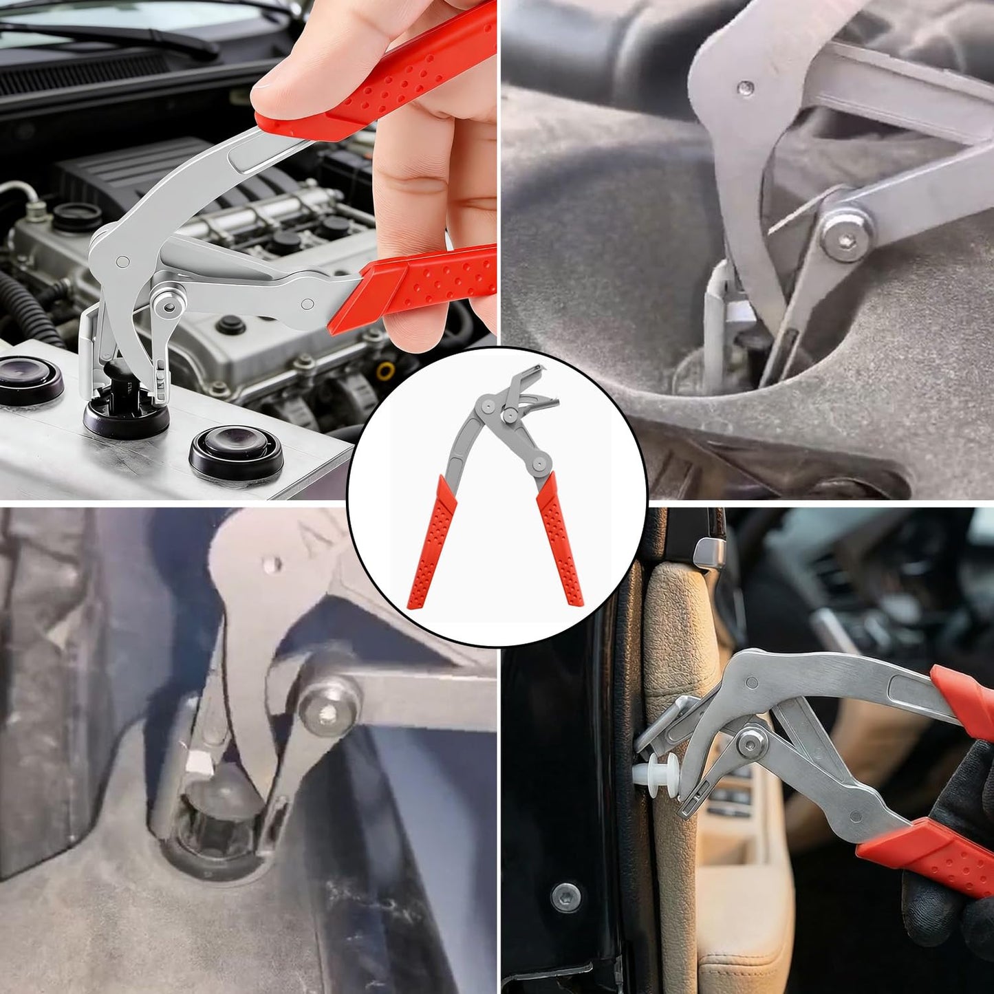 Car Clip Pliers & Trim Removal Tool, Efficient Multi-Functional Auto Snap Pliers, Spring-Loaded Fastener Rivet Remover for Auto Door Panels, Interior & Exterior Trim, Mechanic, Damage-Free Disassembly