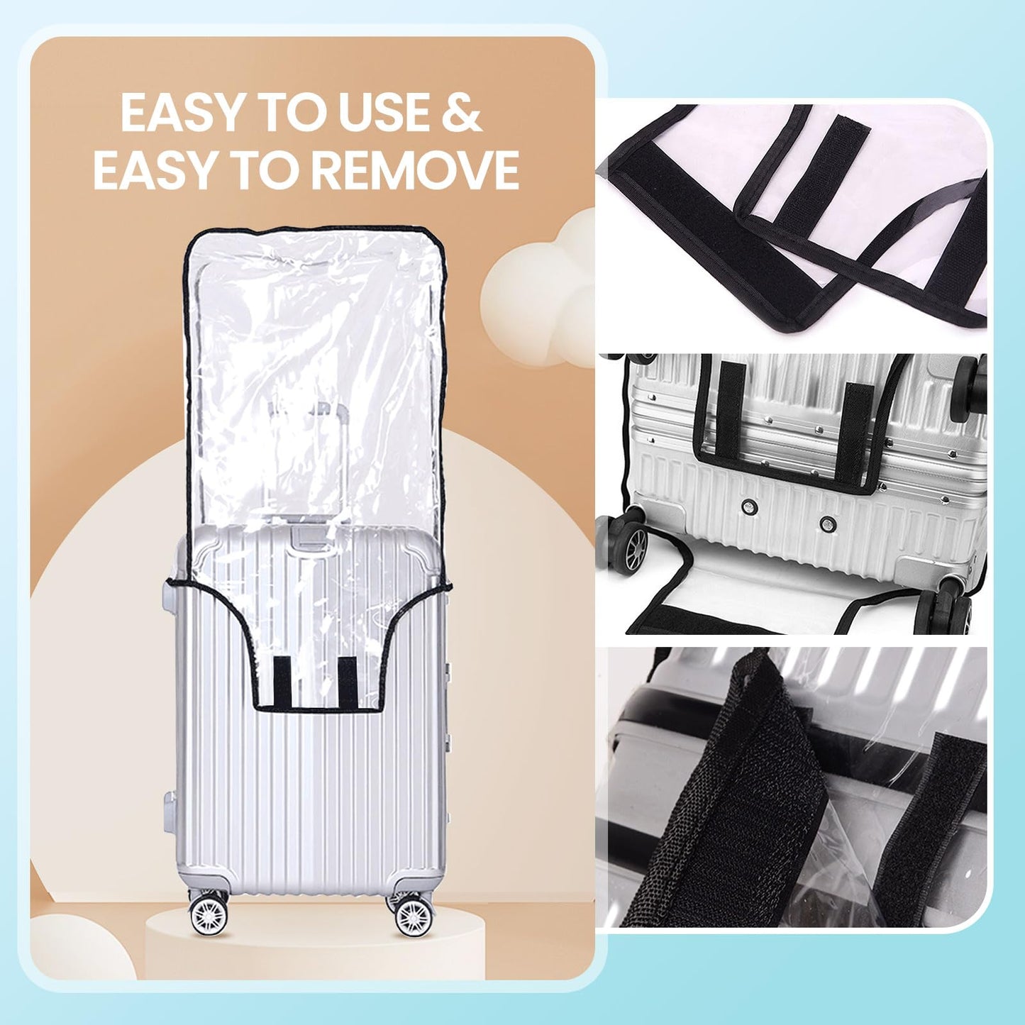Luggage Covers for Suitcase PVC Suitcase Cover Waterproof Luggage Protector Cover Clear Luggage Covers for suitcases Protector 0.6mm Thickening for Travel Fits 24 Inch Luggage