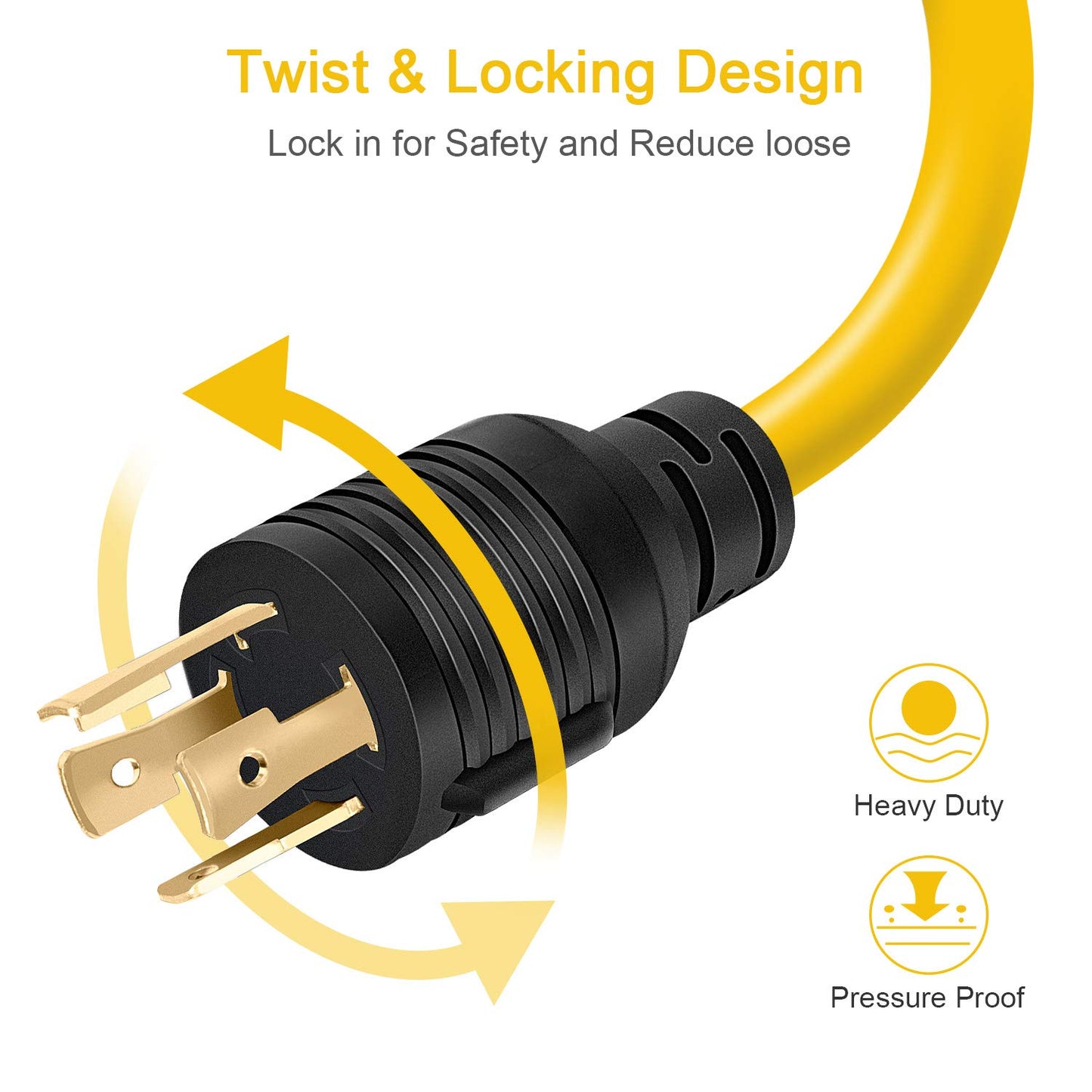 Rophor Welder Adapter Plug Cord, L14-30P Twist-Lock Male to 6-50R Female, 4 Prong to 3 Prong Generator to Welder Adapter Power Cord, 1.5FT
