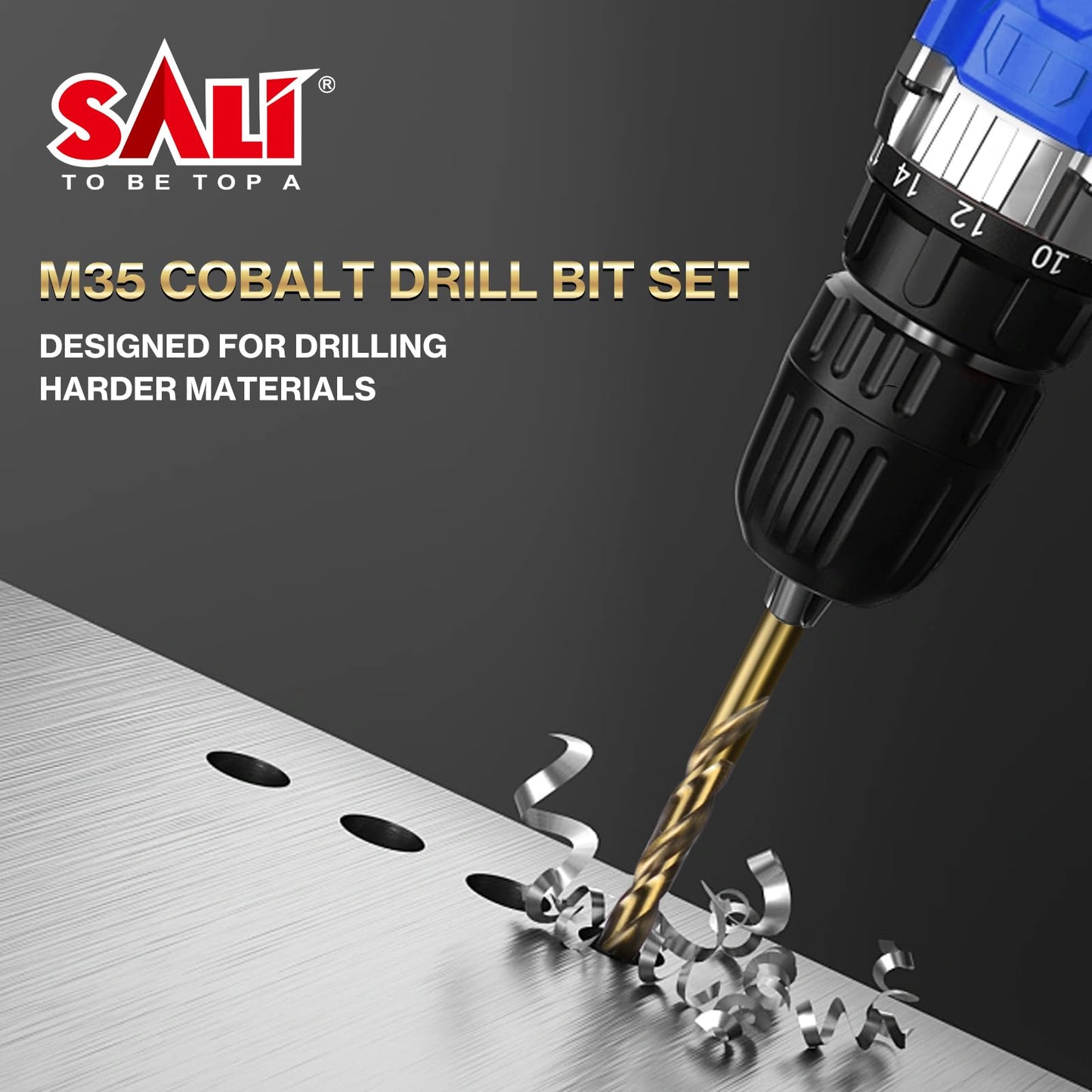 SALI Cobalt Drill Bit Set 10 Pack 1/4 Inch High Speed Steel Jobber Drill Bits with 1/4" Hex Shank for Quick Chucks Twist Drill Bits for Hardwood, Aluminum, Metal, Copper, Alloyed Steel