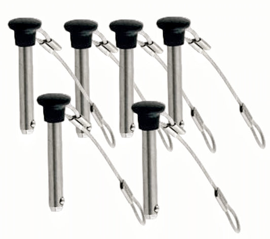 Diameter 3/16" Stainless Steel Black Nylon Head Pull Pin With Lanyard - Marine Bimini Top Pins for Swivel Ball Deck Hinge Quick Release (6)