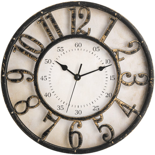 ZOOFOX Retro Wall Clock 12 Inch Silent Movement Battery Operated Decorative Round Quartz Wall Clock Raised 3D Arabic Numerals Wall Clock for Home Living Room Reading Room Kitchen Office