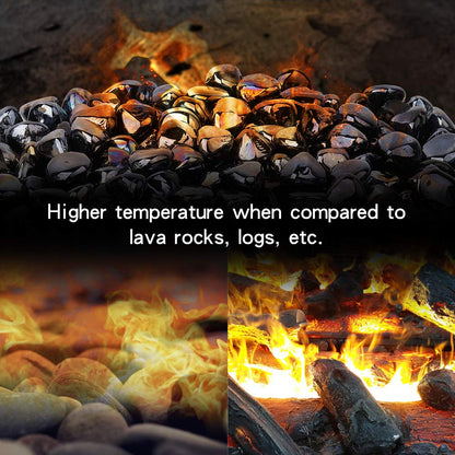 Stanbroil 10-Pound Reflective Fire Glass Diamonds - 1/2 inch Luster Fire Glass for Fireplace Fire Pit and Landscaping, Onyx Black Luster