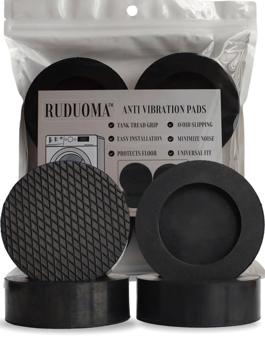 RUDUOMA Anti Vibration Pads for Washing Machine,Universal Washer Dryer Support Foot Pads,4 Pcs,Stops Moving Walking,Noise Cancellation,Rubber Anti Slip Muffling Mat,Washer Feet Stabilizer
