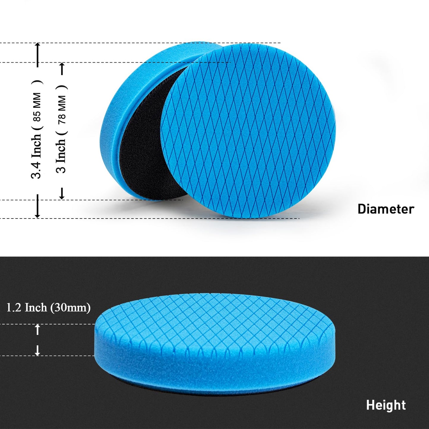 Autolock 3" Buffing Polishing Pads, 6Pcs 3.5 Inch 85mm Face for 3 Inch Backing Plate, Compound Buffing Sponge and Woolen Pads, Cutting Polishing Pad Kit for Car Buffer Compounding, Polish and Wax