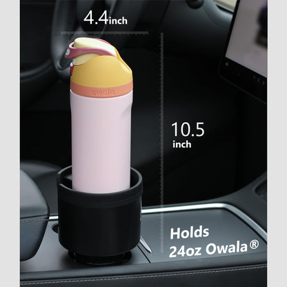 Car Cup Holder Expander Organizer with Adjustable Base, Compatible with Hydro Flasks 32/40 Ounce, Yeti Ramblers 20/26/30 Ounce, Other Bottles in 3.4"-3.8" (Black)