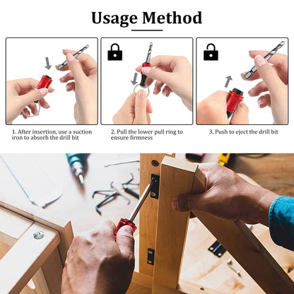 18Pcs Bit Holder Keychain 1/4inch Hex Shank Screwdriver Bits Holder Quick Release Portable Extension Bar Keychain Drill Screw Adapter with Carabiner for Electric Screwdrivers Drill Bit