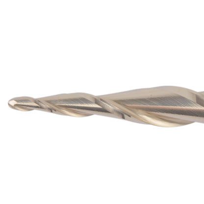 SpeTool Tapered Ball Nose End Mill 1/4" Shank with 1/32" Cutting Radius for 3D Carving Engraving Router Bit, ZrN Coated