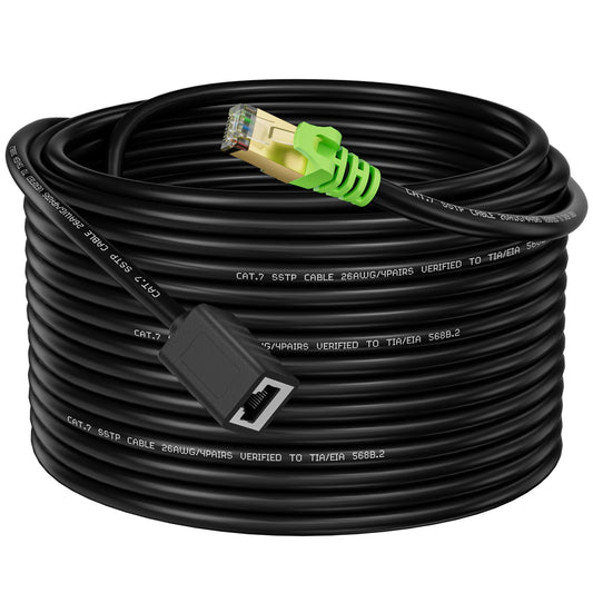 Weetcoocm Ethernet Extension Cable 25ft, Network Cat6a Extension Patch Cable RJ45 Cords Shielded Male to Female Connector (25FT)