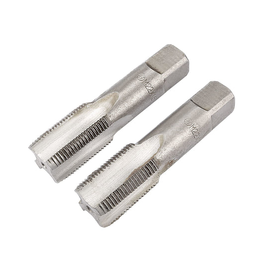 uxcell Metric Hand Tap M22 Thread 1.5 Pitch 4 Straight Flutes H2 Alloy Tool Steel Bottom & Taper Screw Tap Set Tapping Tools for Repairing 1 Pair
