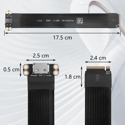 GINTOOYUN PCI-E4.0 M.2 NVME to Oculink SFF-8611/8612 Adapter Cable M.2 M-Key 2280 NGFF to Oculink SFF-8611 SFF-8612 Female Host Cable for Laptops,eGPU,etc(6.89 Inch)
