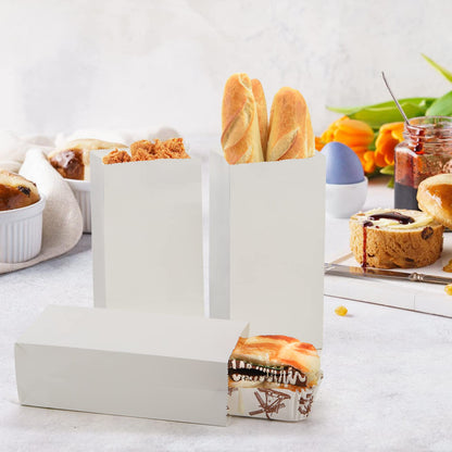 Foraineam 300 Pack Mini Paper Bags 3.5 x 2.2 x 7 inch Durable White Kraft Paper Snack Bag Paper Lunch Bag Small Cookie Favor Bags for Candies, Cookies, Fries, Bread, Popcorn