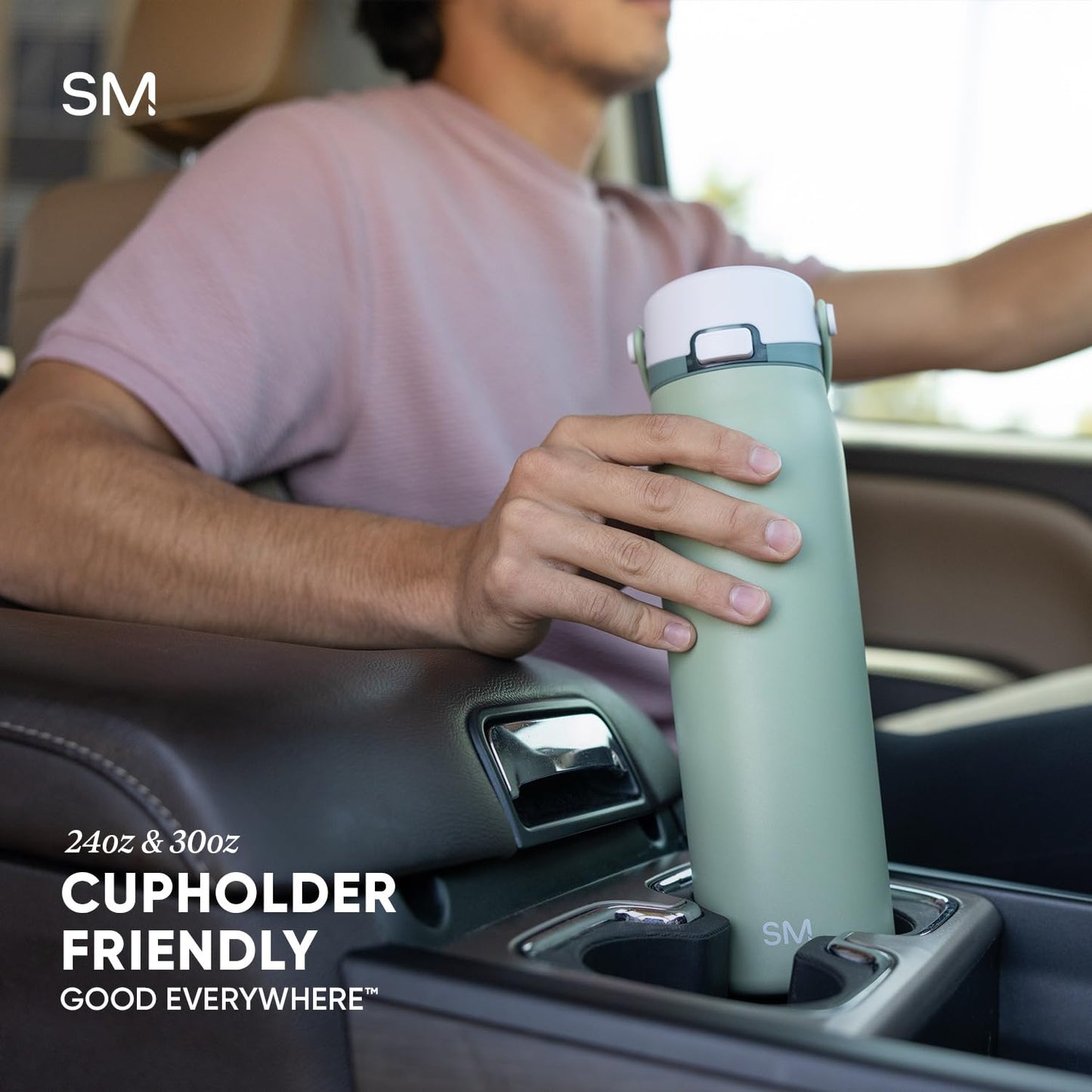 Simple Modern Mesa Sport Water Bottle with Covered Chug Lid | 24oz Cup Holder Friendly Insulated Stainless Steel Bottle for Gym, Sports and Travel | Polar Bear