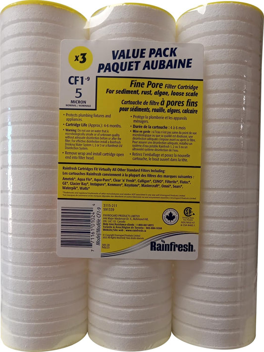 Replacement Cartridges, 3PK Value Pack Rainfresh 5 Micron