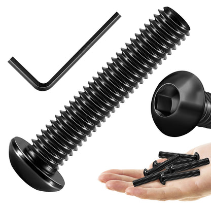 Mywish 3/8-16 x 2 20Pcs Button Head Socket Cap Bolts Screws, 304 Stainless Steel 3/8 Bolts, Allen Drive Furniture Screws, Black Oxide & Hex Spanner