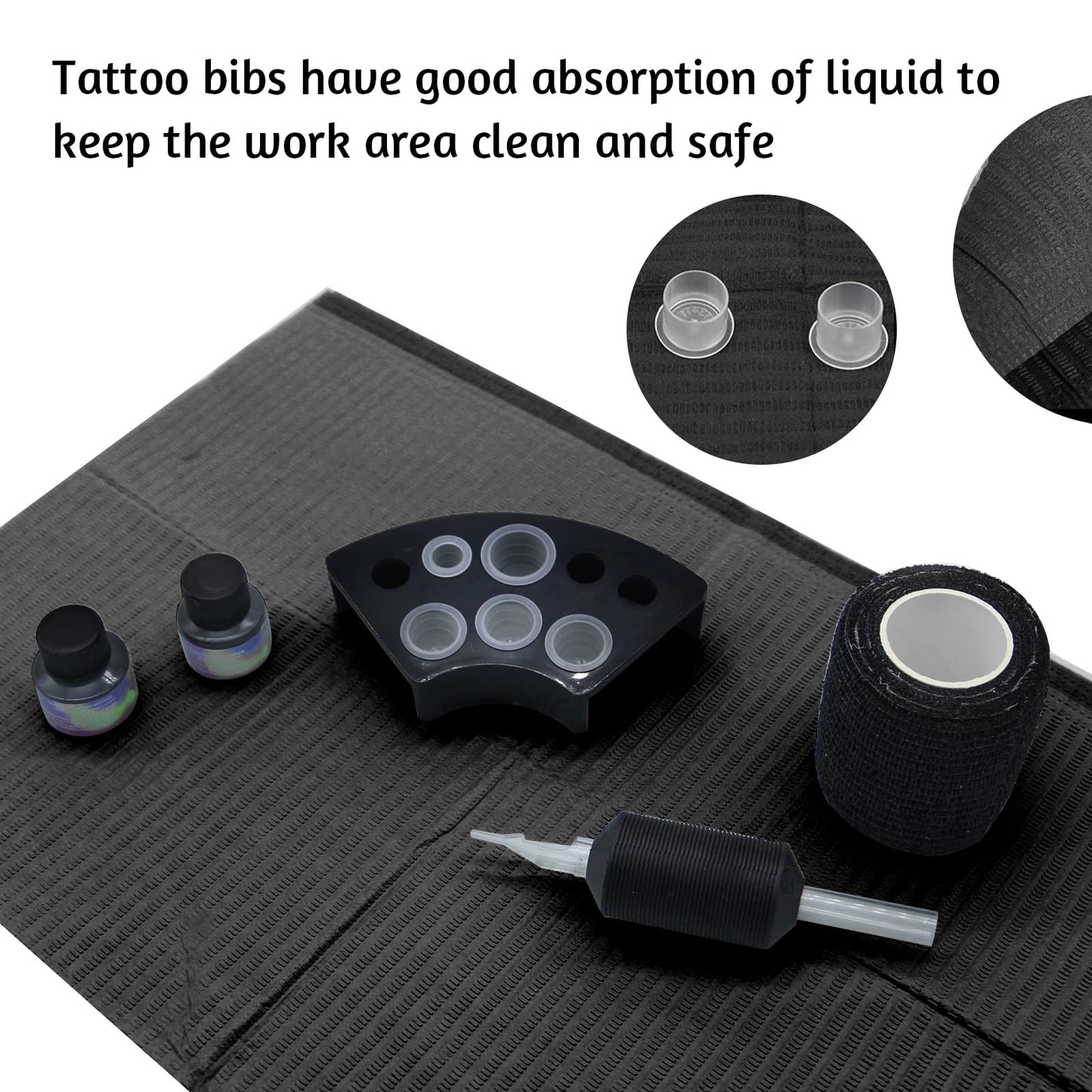 Rayyl Dental Bibs 125Pcs Disposable - Professional Waterproof Tattoo Supplies, Absorbent Table Covers & Beauty Procedure Pads | Multi-Use for Piercing, Eyelash Extensions, Skin Protection Hygiene Essentials