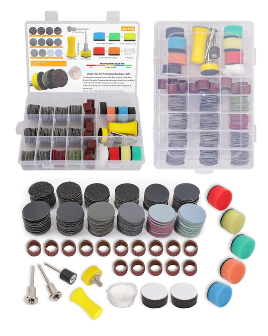 Elechiakan 268 PCS 1 Inch Wet Dry Sanding Discs and Drums Kit, Hook and Loop Sandpaper 60-10000 Grit, Aluminum Oxide, Silicon Carbide, Sanding Kit, ABRASIVES, Metal, Resin, Wood, Glass, Opals, Mirrors