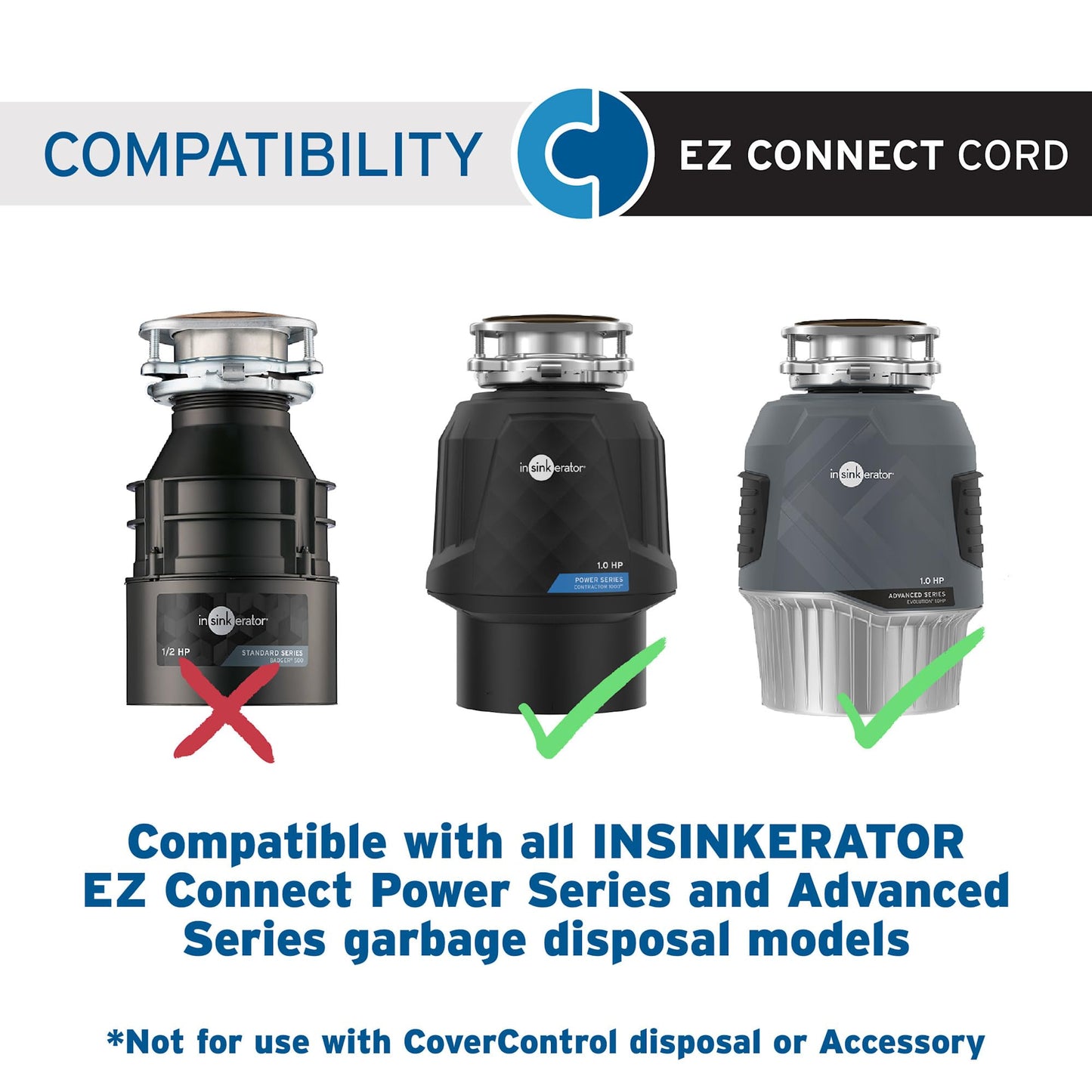 InSinkErator Garbage Disposal EZ Connect Power Cord for EZ Connect Garburators